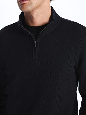 LCWAIKIKI Classic Siyah Dik Yaka Uzun Kollu Erkek Sweatshirt
