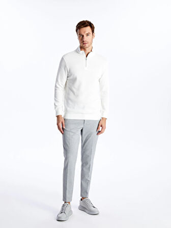 LCWAIKIKI Classic Ekru Dik Yaka Uzun Kollu Erkek Sweatshirt