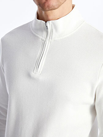 LCWAIKIKI Classic Ekru Dik Yaka Uzun Kollu Erkek Sweatshirt