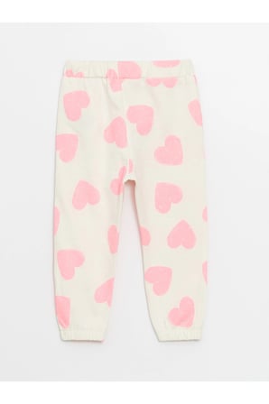 LCW Kids Pembe Beli Lastikli Baskılı Kız Bebek Eşofman Alt