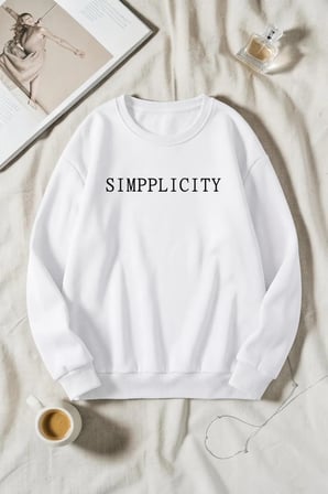 Unisex Simppli City Baskılı Bisiklet Yaka Sweatshirt