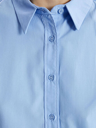 LCW Modest Mavi Düz Poplin Kadın Gömlek Tunik