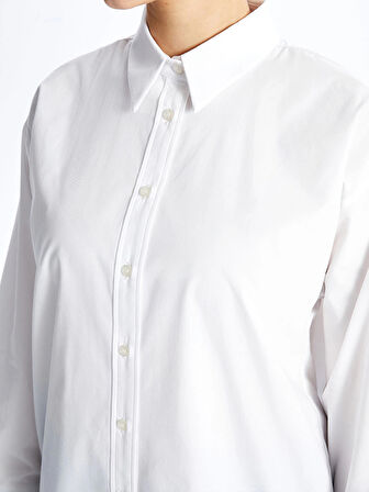 LCW Modest Beyaz Düz Poplin Kadın Gömlek Tunik