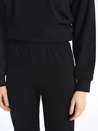 LCW Modest Siyah Kadın Beli Lastikli Düz Jogger Eşofman Altı