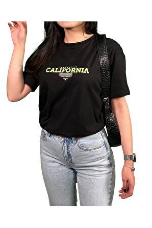 California Baskılı Unisex Oversize T-Shirt
