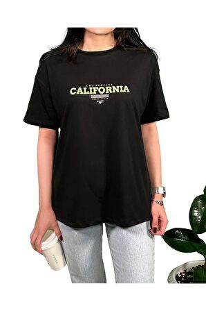 California Baskılı Unisex Oversize T-Shirt