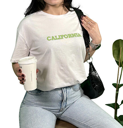 California Baskılı Unisex Oversize T-Shirt