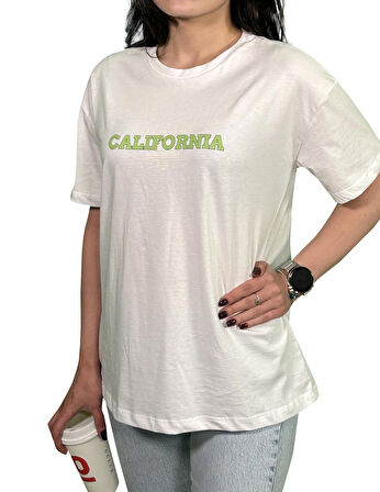 California Baskılı Unisex Oversize T-Shirt
