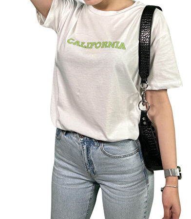 California Baskılı Unisex Oversize T-Shirt