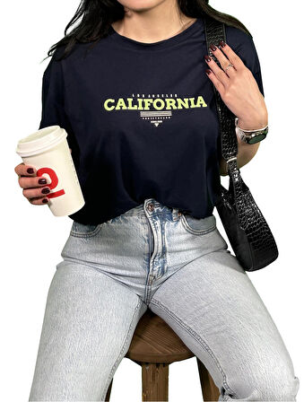 California Baskılı Unisex Oversize T-Shirt