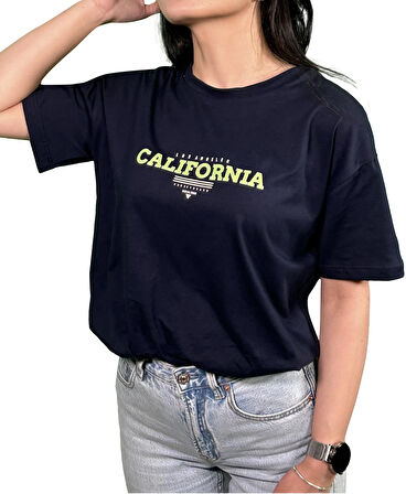 California Baskılı Unisex Oversize T-Shirt