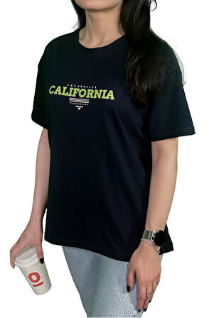 California Baskılı Unisex Oversize T-Shirt