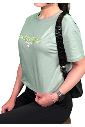 California Baskılı Unisex Oversize T-Shirt