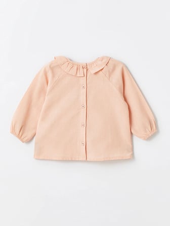LCW baby PEMBE Bebe Yaka Uzun Kollu Baskılı Kız Bebek Bluz ve Tayt 2'li Takım