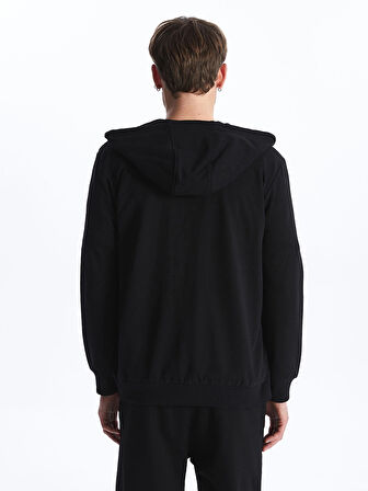 LCW Casual Siyah Kapüşonlu Uzun Kollu Erkek Fermuarlı Sweatshirt