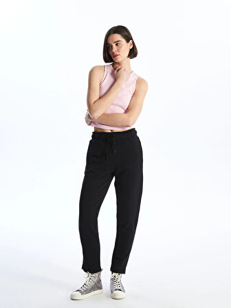 XSIDE Siyah Kadın Beli Lastikli Düz Eşofman Altı