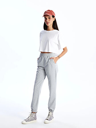 XSIDE Gri Kadın Beli Lastikli Düz Jogger Eşofman Altı