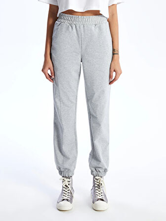 XSIDE Gri Kadın Beli Lastikli Düz Jogger Eşofman Altı