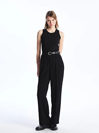 LCW Vision SİYAH Standart Fit Düz Geniş Paça Kadın Pantolon