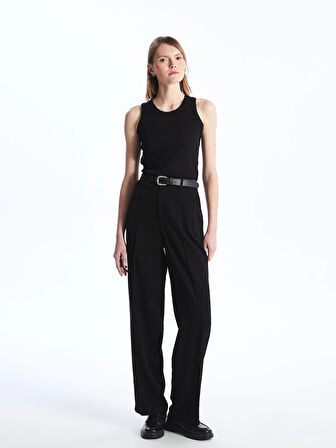 LCW Vision SİYAH Standart Fit Düz Geniş Paça Kadın Pantolon