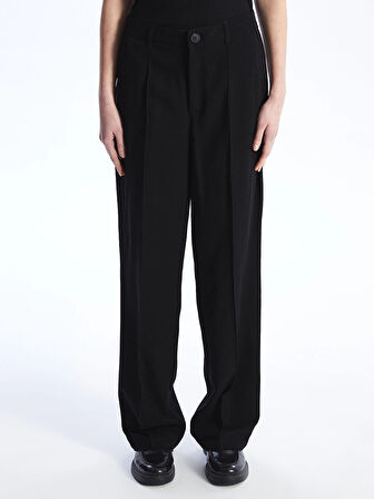 LCW Vision SİYAH Standart Fit Düz Geniş Paça Kadın Pantolon