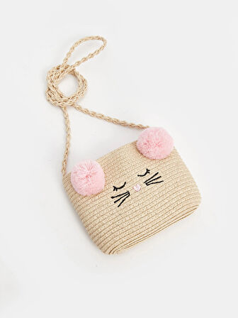 LCW ACCESSORIES BEJ Ponponlu Kız Çocuk Hasır Kol Çantası