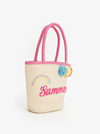 LCW ACCESSORIES BEJ Hasır Kız Çocuk Plaj Çantası