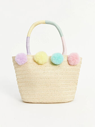 LCW ACCESSORIES BEJ Kız Çocuk Hasır El Çantası