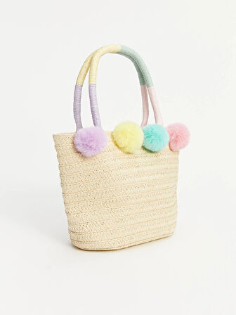 LCW ACCESSORIES BEJ Kız Çocuk Hasır El Çantası