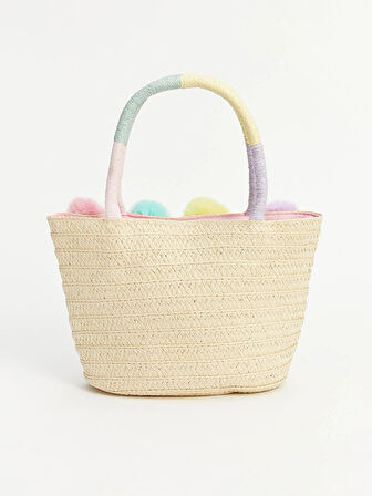 LCW ACCESSORIES BEJ Kız Çocuk Hasır El Çantası