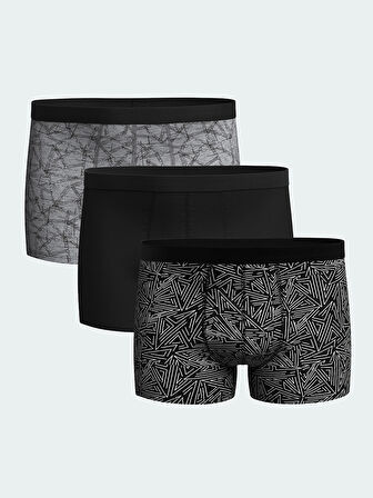 LC WAIKIKI Siyah Standart Kalıp Pamuklu Esnek Erkek Boxer 3'lü