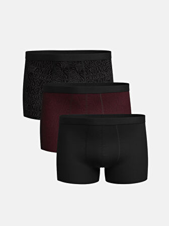 LC WAIKIKI Siyah Standart Kalıp Pamuklu Esnek Erkek Boxer 3'lü
