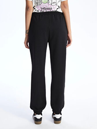 XSIDE Siyah Kadın Beli Lastikli Düz Jogger Eşofman Altı