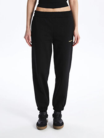 LCW Vision Siyah Beli Lastikli Baskılı Kadın Jogger Eşofman Altı