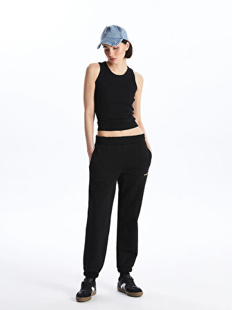 LCW Vision Siyah Beli Lastikli Baskılı Kadın Jogger Eşofman Altı