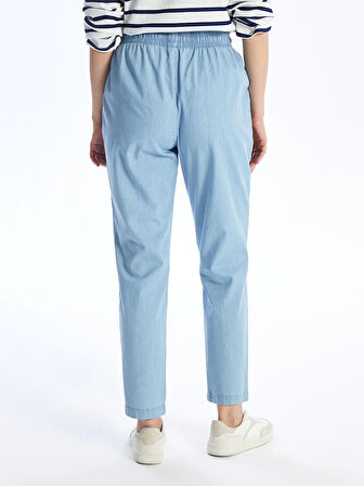 LCWAIKIKI Classic Bej Beli Lastikli Carrot Fit Kadın Jean Pantolon