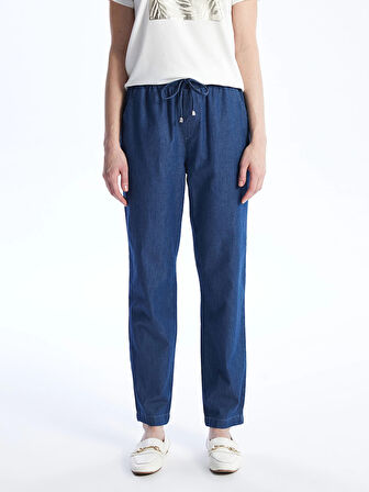 LCWAIKIKI Classic Mavi Beli Lastikli Carrot Fit Kadın Jean Pantolon