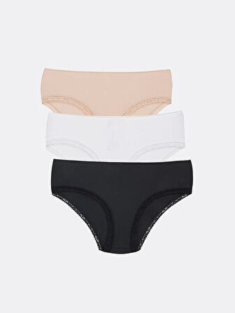 LCW DREAM SİYAH Dantel Detaylı Bikini Külot 3'lü Paket