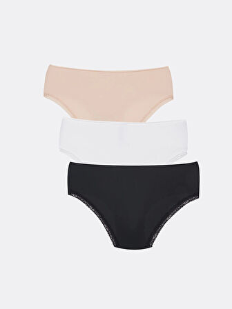 LCW DREAM SİYAH Dantel Detaylı Bikini Külot 3'lü Paket
