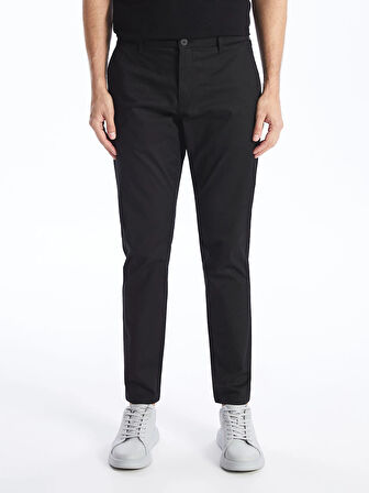 LCWAIKIKI Classic Siyah Dar Kalıp Gabardin Erkek Chino Pantolon