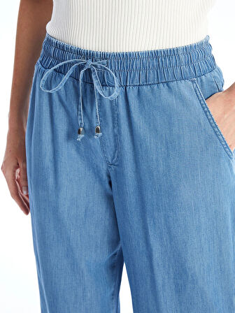 LCWAIKIKI Classic Mavi Beli Lastikli Wideleg Kadın Jean Pantolon