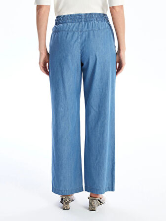 LCWAIKIKI Classic Mavi Beli Lastikli Wideleg Kadın Jean Pantolon