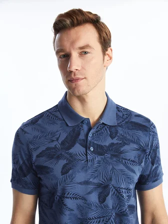 SOUTHBLUE Indigo Polo Yaka Kısa Kollu Desenli Erkek Tişört