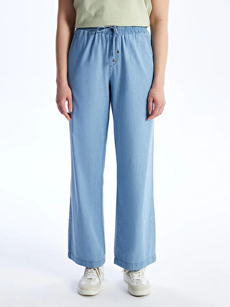 LCWAIKIKI Classic Bej Wideleg Kadın Jean Pantolon