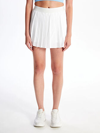 XSIDE ACTIVE Beyaz Kadın Beli Lastikli Düz Şort Etek