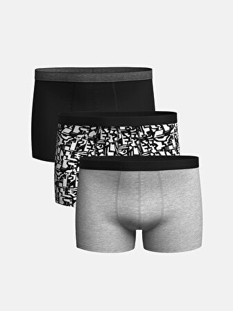 LC WAIKIKI Siyah Standart Kalıp Pamuklu Esnek Erkek Boxer 3'lü