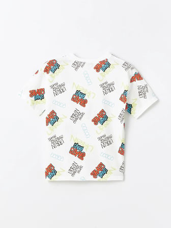 LCW Kids Ekru Oversize Bisiklet Yaka Erkek Çocuk Tişört