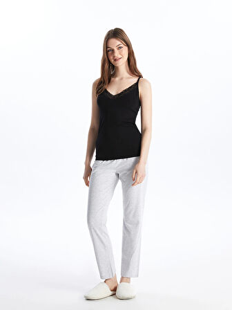 LCW DREAM Siyah V Yaka Dantel Detaylı Askılı Kadın Atlet