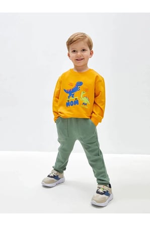 Bisiklet Yaka Uzun Kollu Baskılı Erkek Bebek Sweatshirt