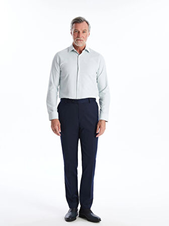 LCWAIKIKI Formal Yeşil Slim Fit Uzun Kollu Armürlü Erkek Dokulu Gömlek